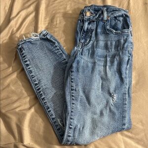 Maurices Light Blue Ripped high rise Jeans (0 Reg , 14” waist , 26-27 inseam)